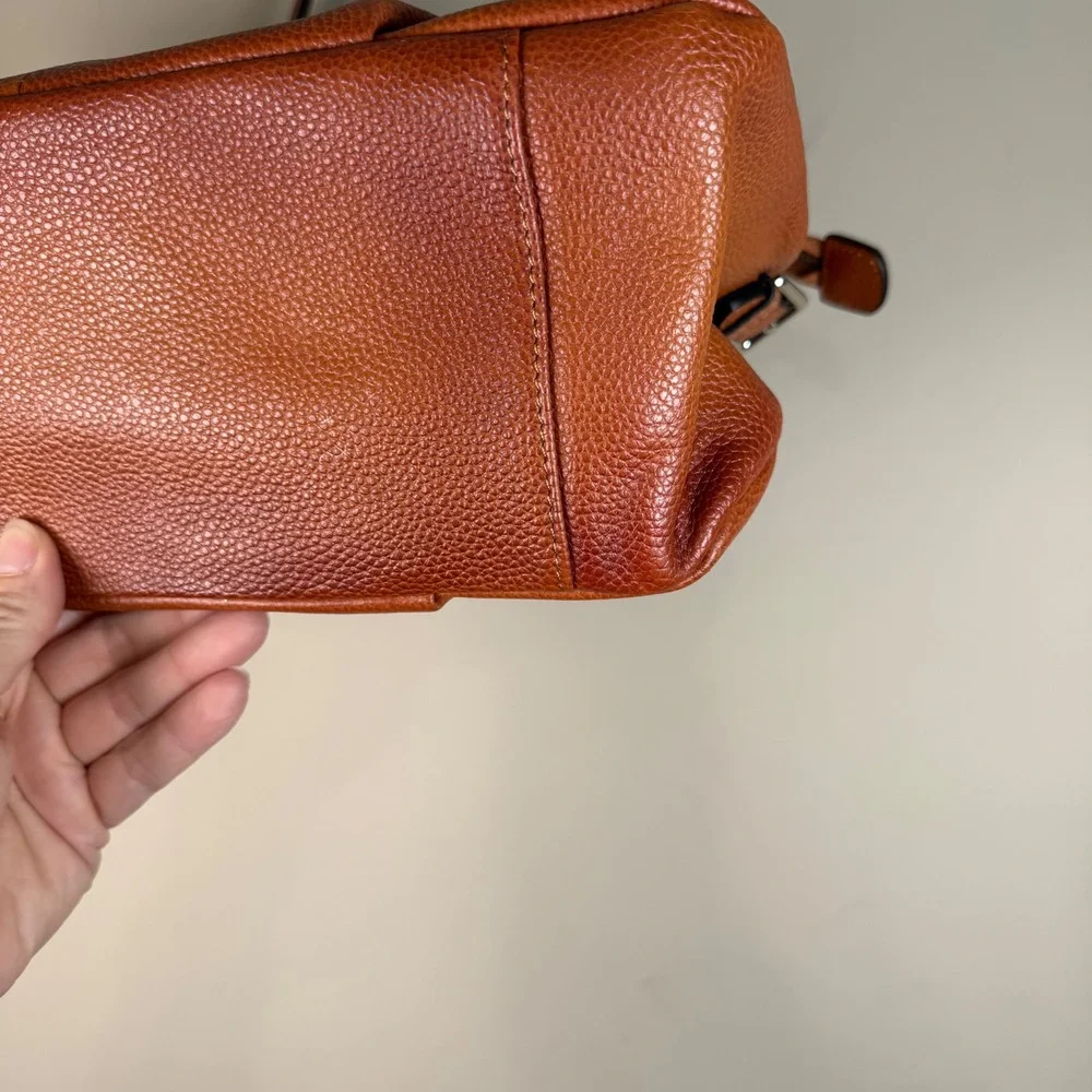 S-Zone Ombre Cognac Brown Pebbled Leather Hobo Shoulder Bag